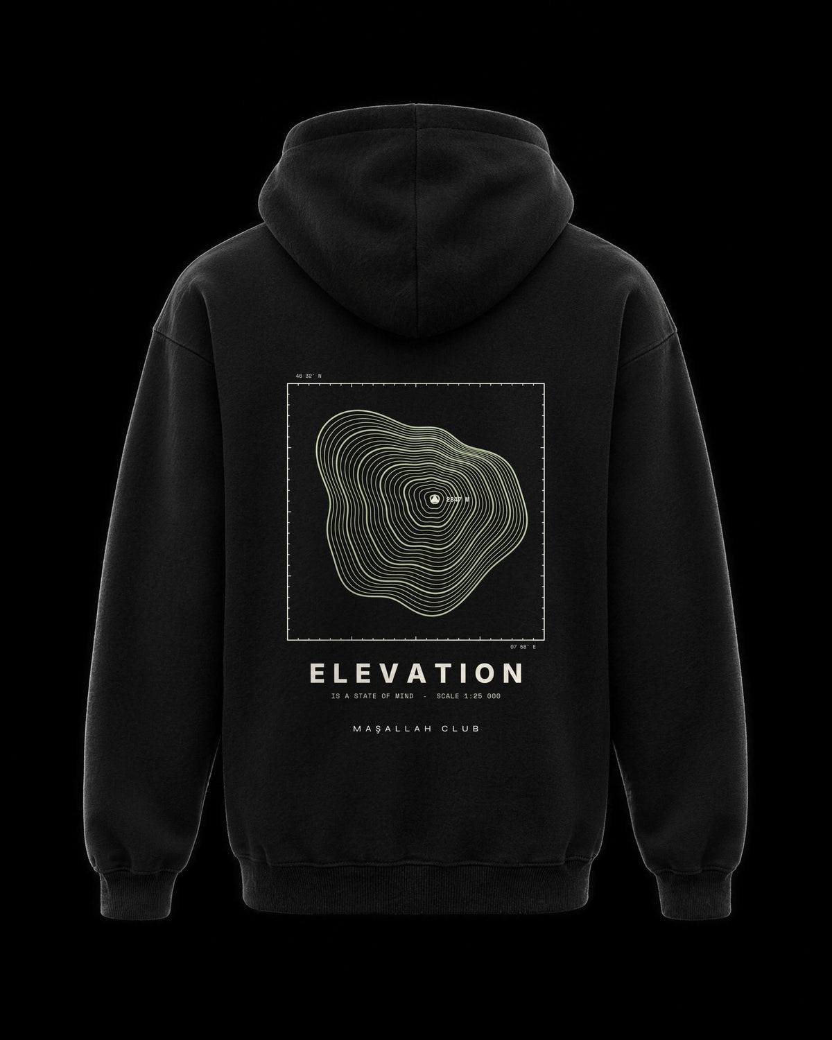 Elevation Hoodie siyah, sırt baskısı