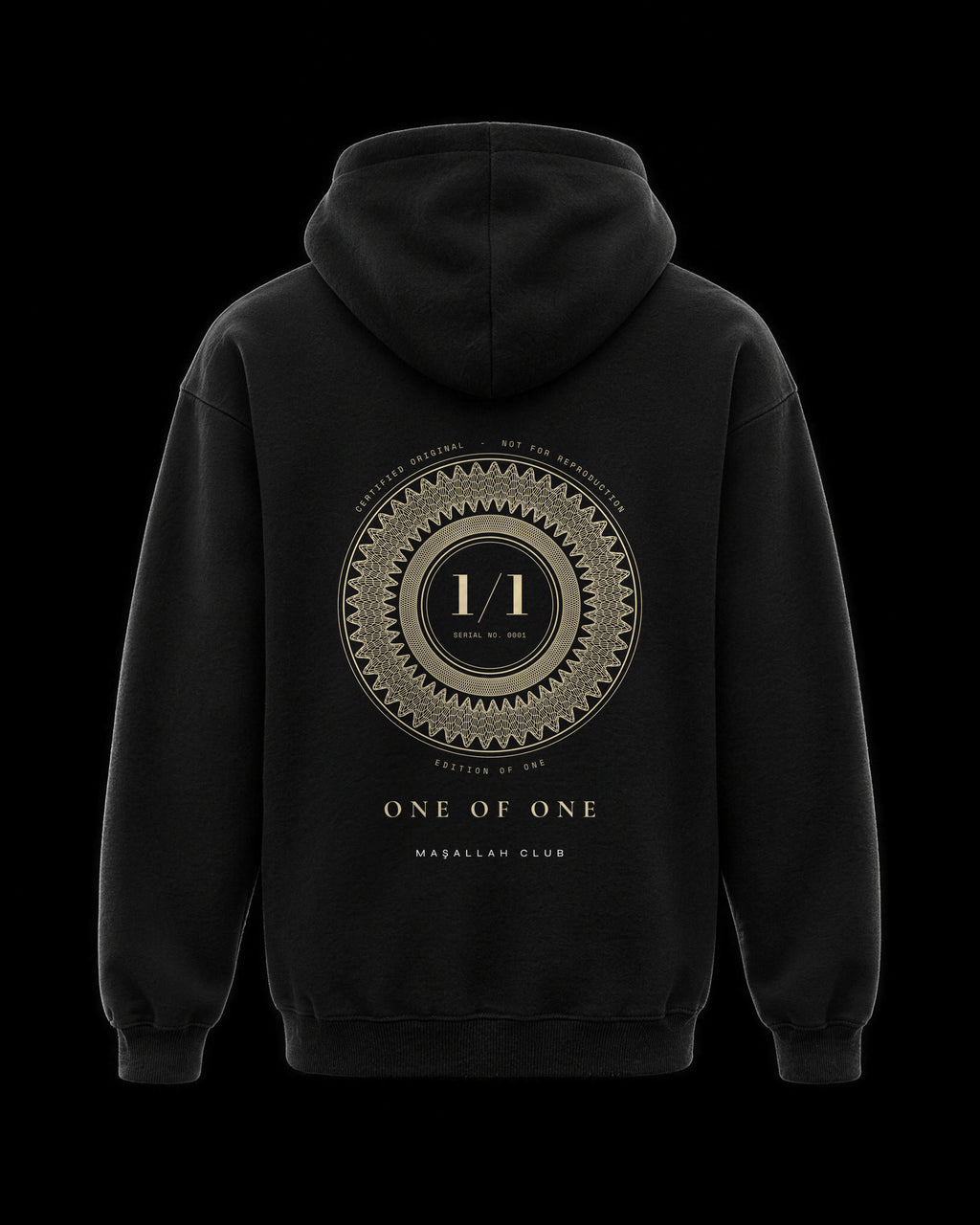 One of One Hoodie siyah, sırt baskısı