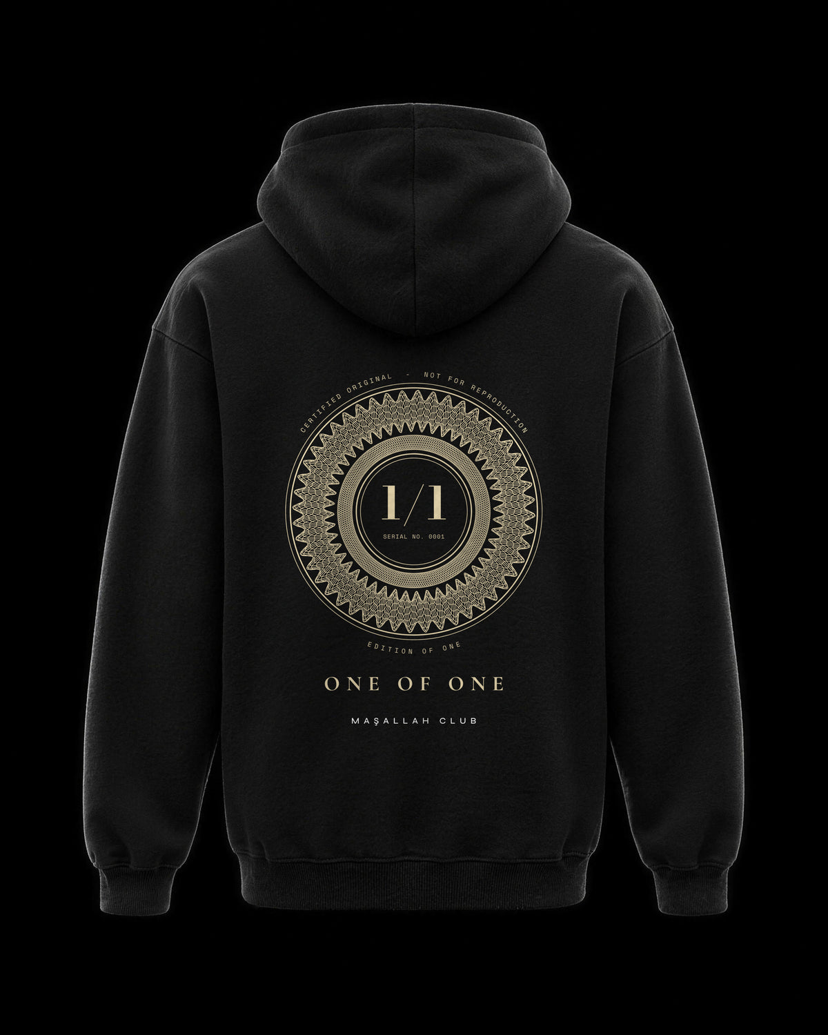 One of One Hoodie siyah, sırt baskısı