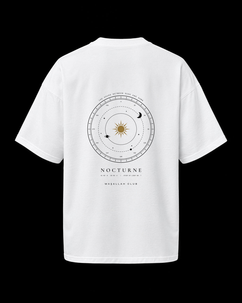 Nocturne Tee beyaz, sırt baskısı