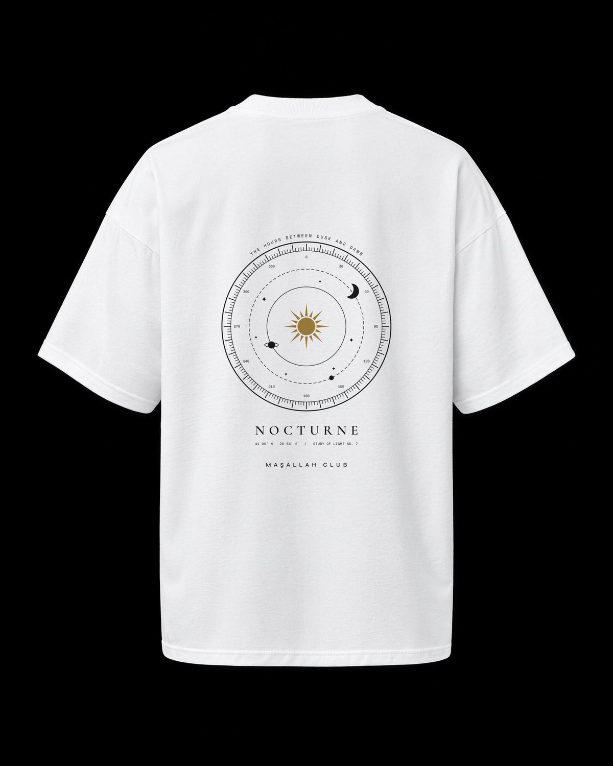 Nocturne Tee beyaz, sırt baskısı