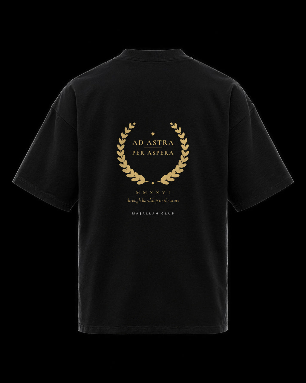 Ad Astra Tee siyah, sırt baskısı