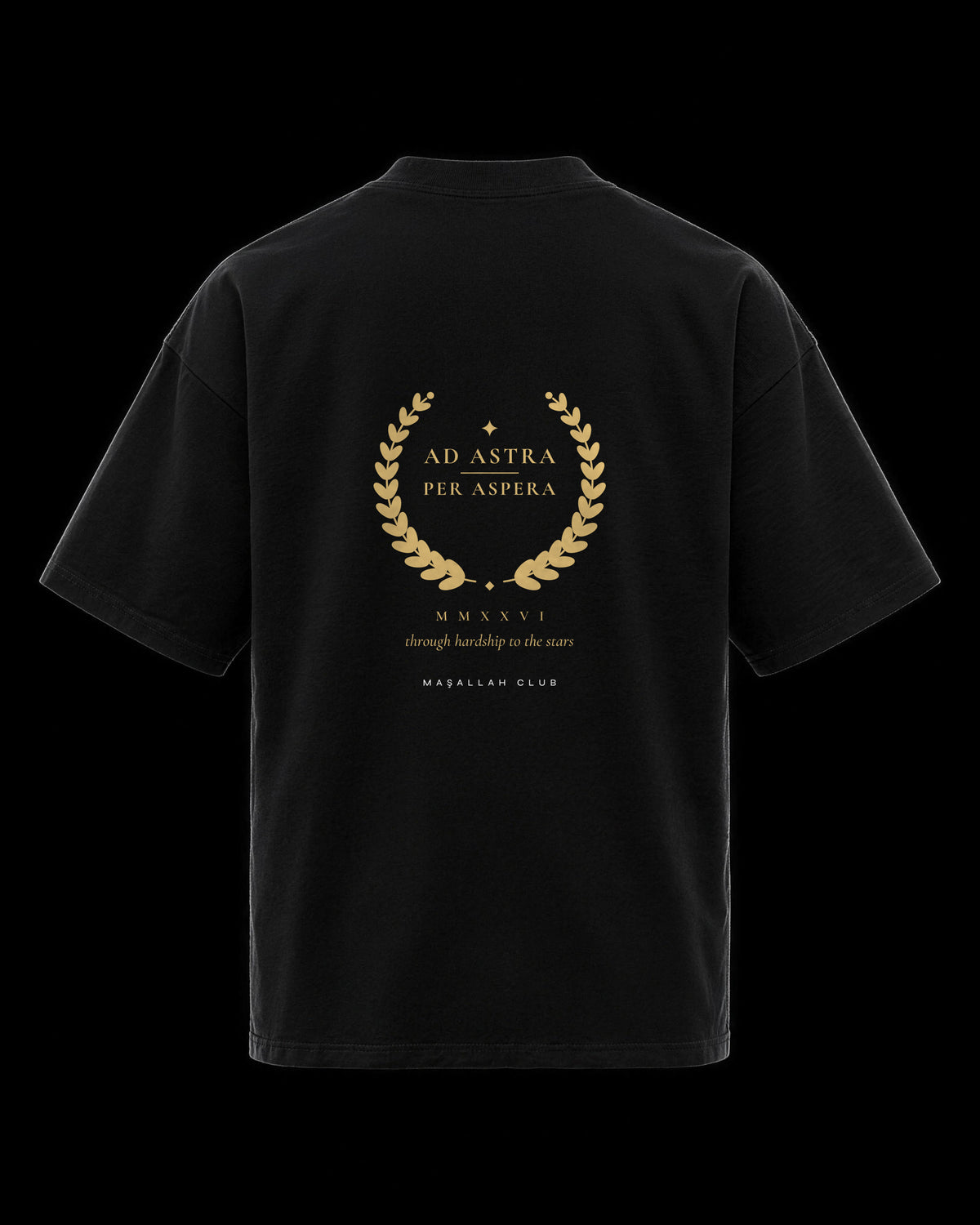 Ad Astra Tee siyah, sırt baskısı