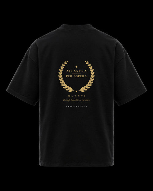 Ad Astra Tee siyah, sırt baskısı