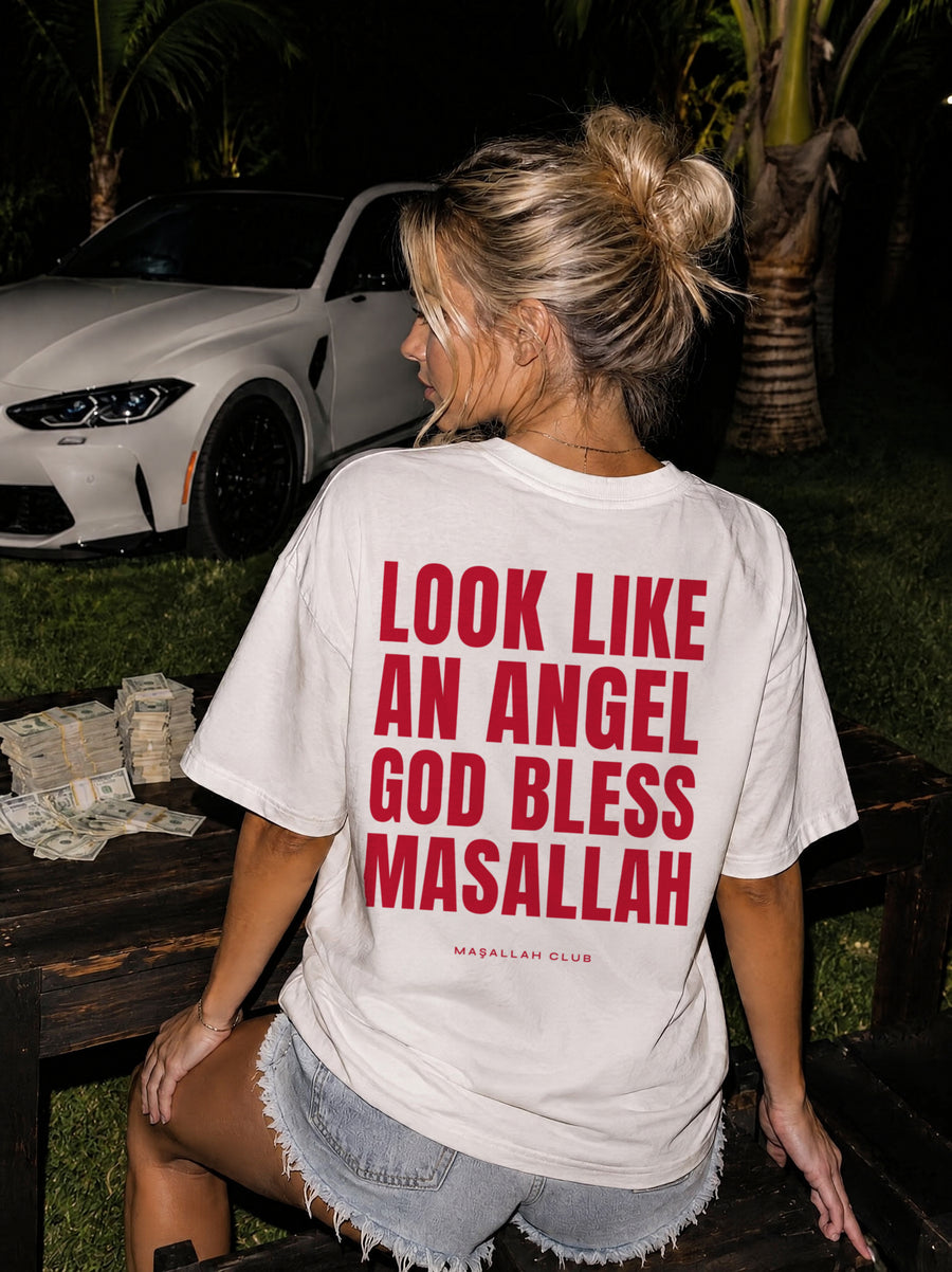 Maşallah Club Angel Tee Kırmızı Blok, sırt baskısı