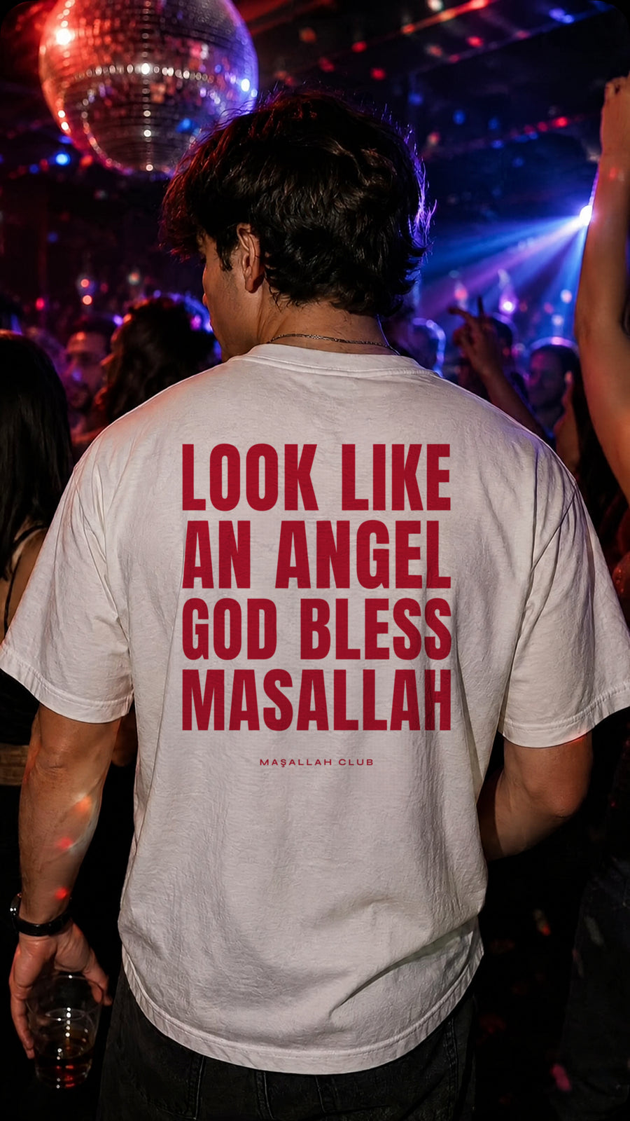 Maşallah Club Angel Tee Kırmızı Blok, sırt baskısı